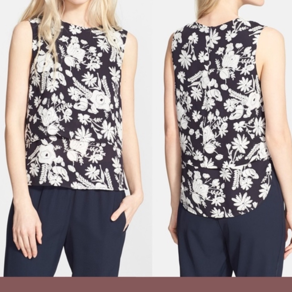 Theory Hodal Floral Silk Shell Top